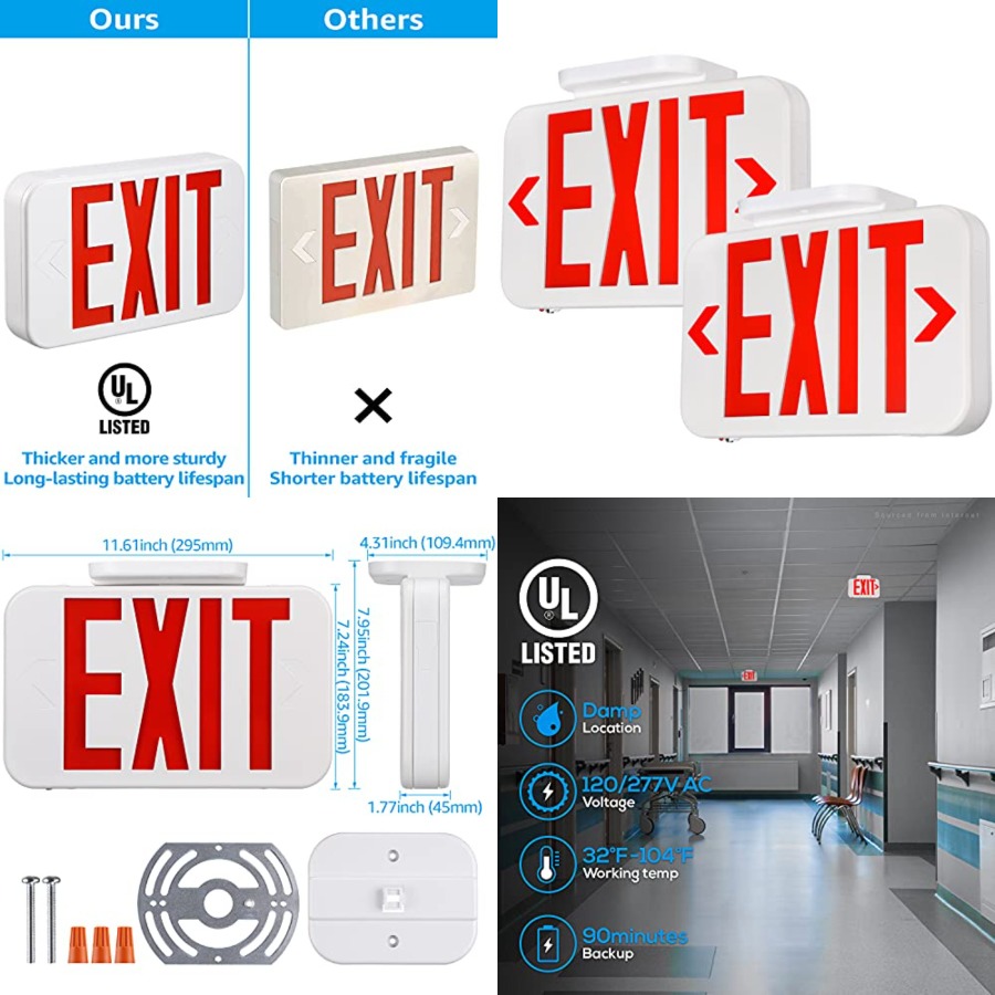 Señal de Salida LED, Luz de Em - Emergency Exit Sign reseña y precio